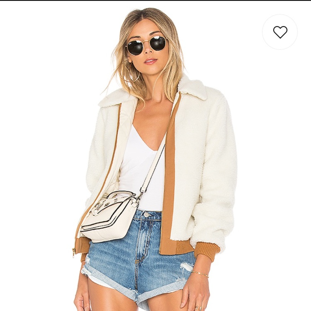 NEW Lovers + Friends SIMONE FAUX FUR JACKET IVORY